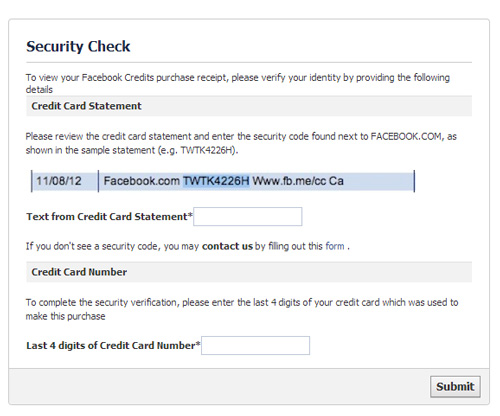 ใบเสร็จรับเงินจาก Facebook